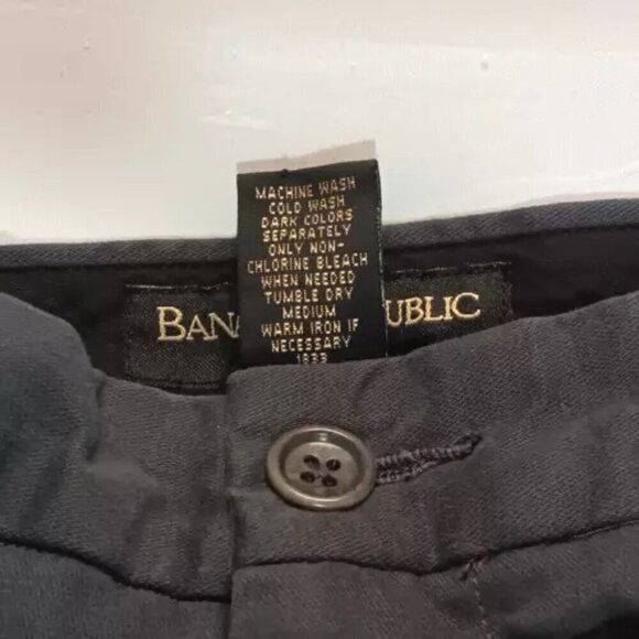 Banana Republic Men's Sz 33x30 Emerson Straight Flat Front Gray Navy Chino Pants - Picture 12 of 12